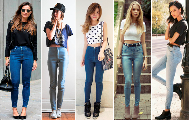 calça jeans de cintura alta - look